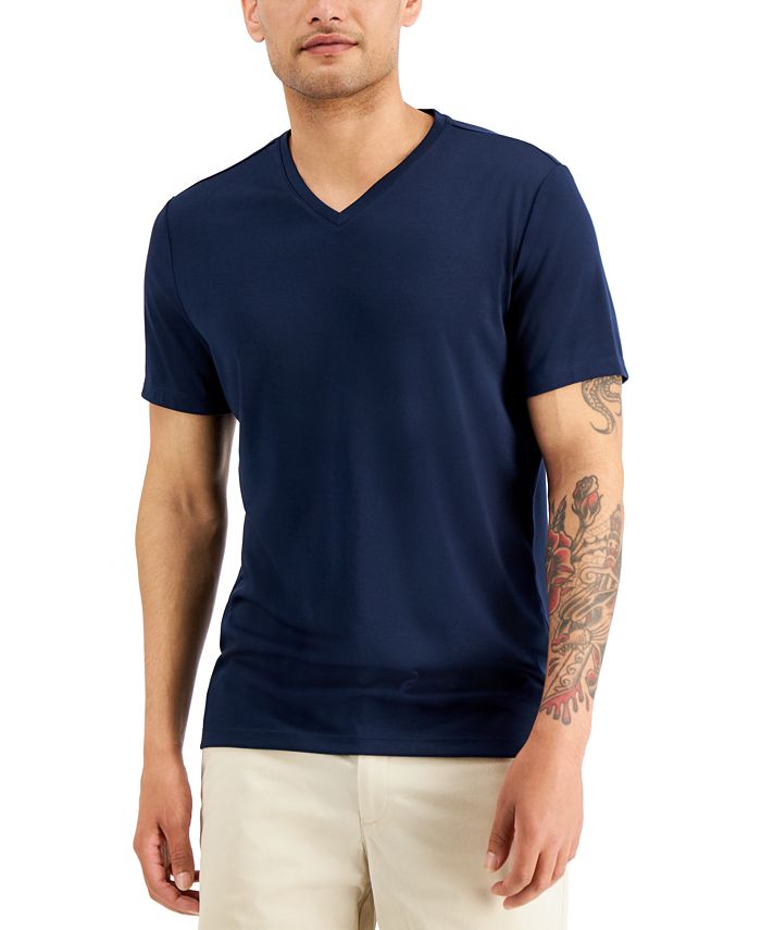 Alfani Men's Travel Stretch V-Neck T-Shirt, Created for Macy's ...