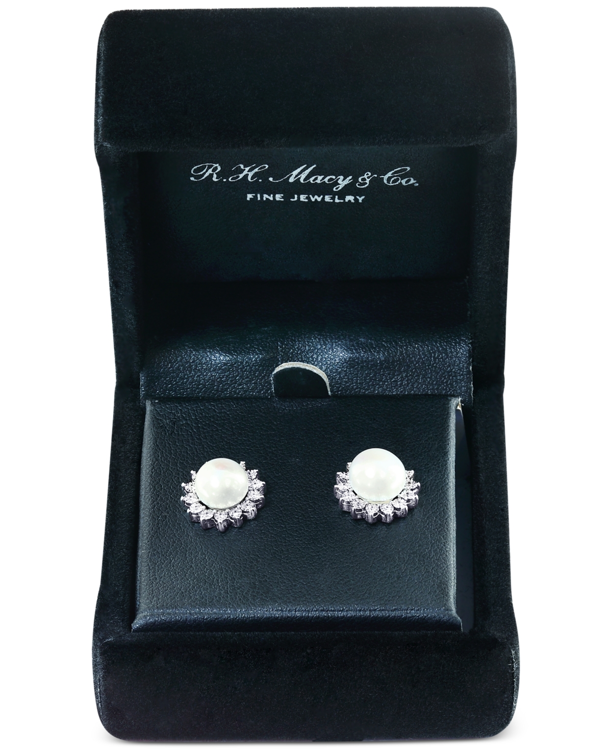 Effy Cultured Freshwater Pearl (7mm) & Diamond (1/10 ct. t.w.) Stud Earrings in Sterling- Silver