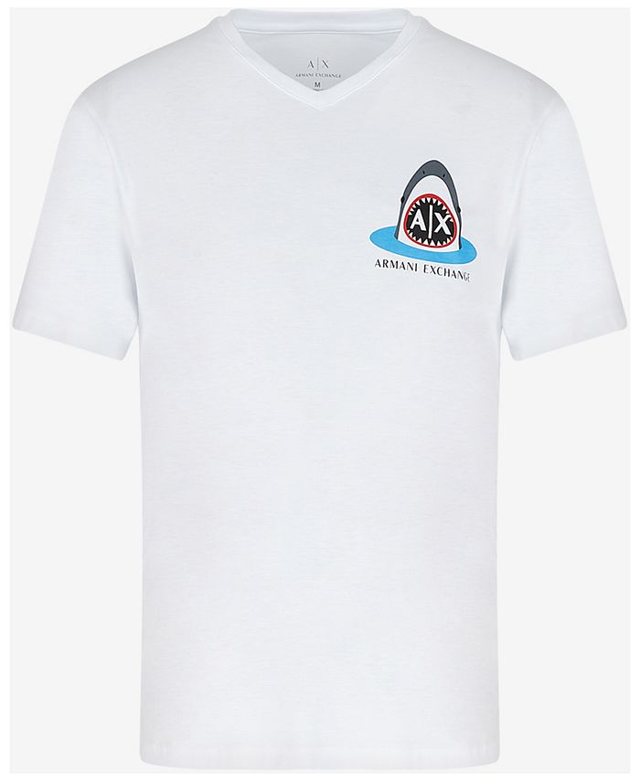 A|X Armani Exchange Men's Shark Logo Graphic Pima Cotton V-Neck T-Shirt &  Reviews - T-Shirts - Men - Macy's