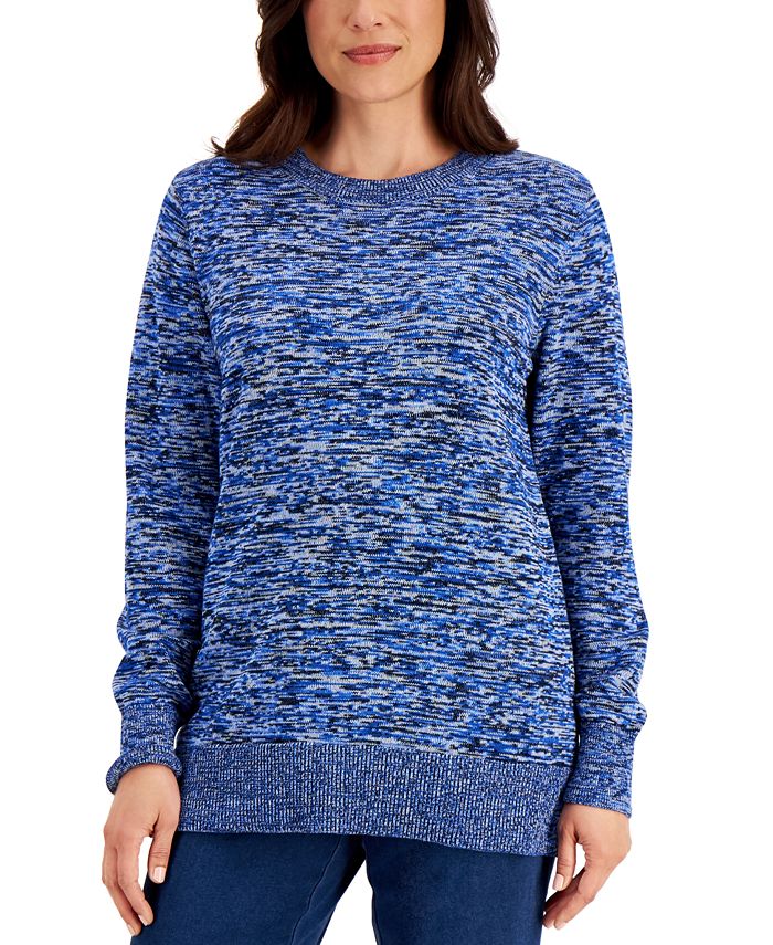 Karen Scott Cotton SpaceDyed Crewneck Sweater, Created for Macy's Macy's