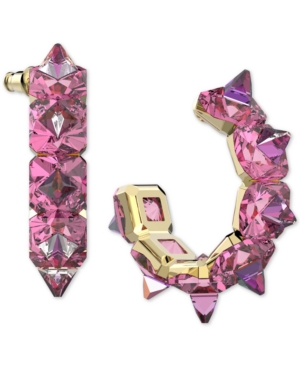 Shop Swarovski Gold-tone Chroma Pink Spiky Crystal Hoop Earrings