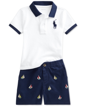 Ralph Lauren Baby Boys Polo Shirt & Embroidered Chino Shorts Set