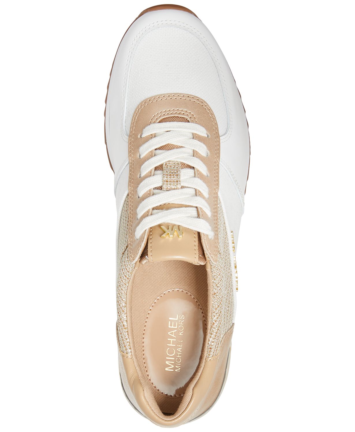 Michael KORS ALLIE WRAP WHITE Gold SPARKLY LOGO Sneakers US 11 I