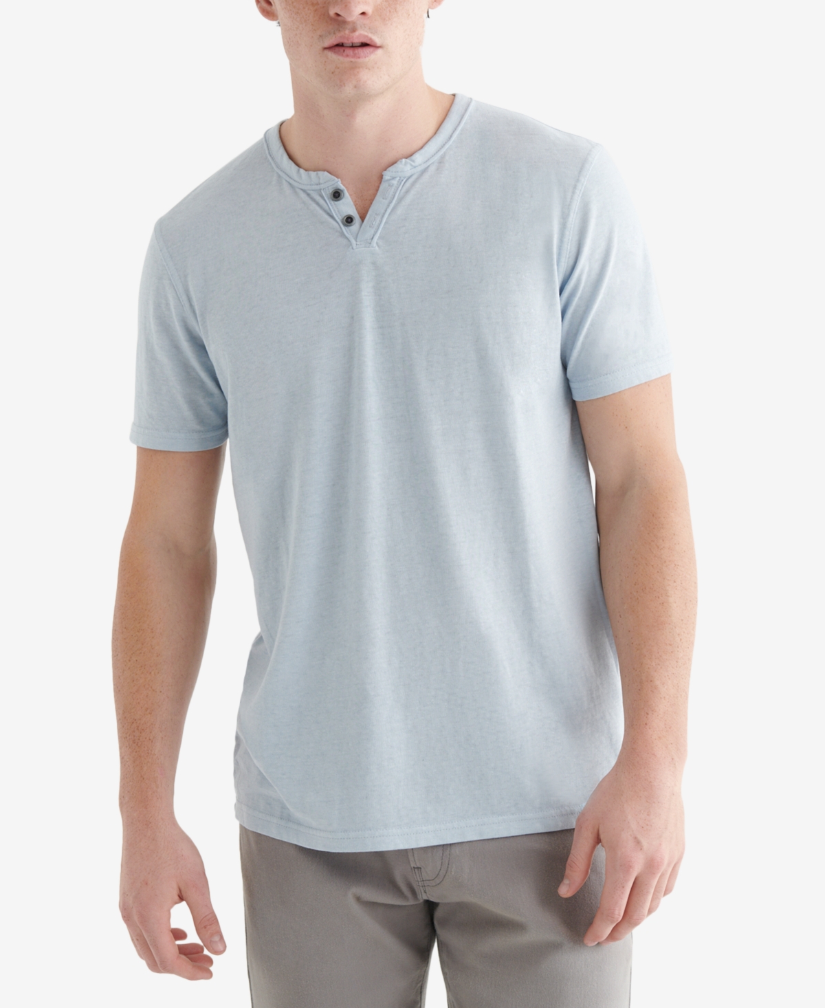 Lucky Brand Men's Venice Burnout Notch Short Sleeves T-shirt In Blue Fog