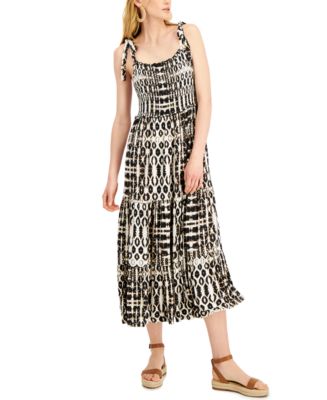 INC International Concepts Printed Tiered Midi Dress, Created for Macy ...