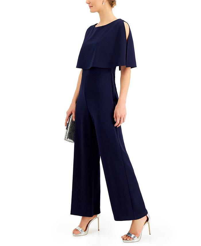 Connected Overlay Wide-Leg Jumpsuit - Macy's