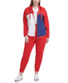 Plus Size Colorblocked Zip-Up Hoodie & Varsity Panel Sweatpants 