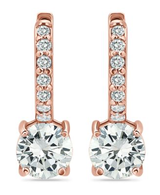 Cubic Zirconia Huggie Hoop Earrings in 18k Gold-Plated Sterling Silver or 18k Rose Gold-Plated Sterling Silver 