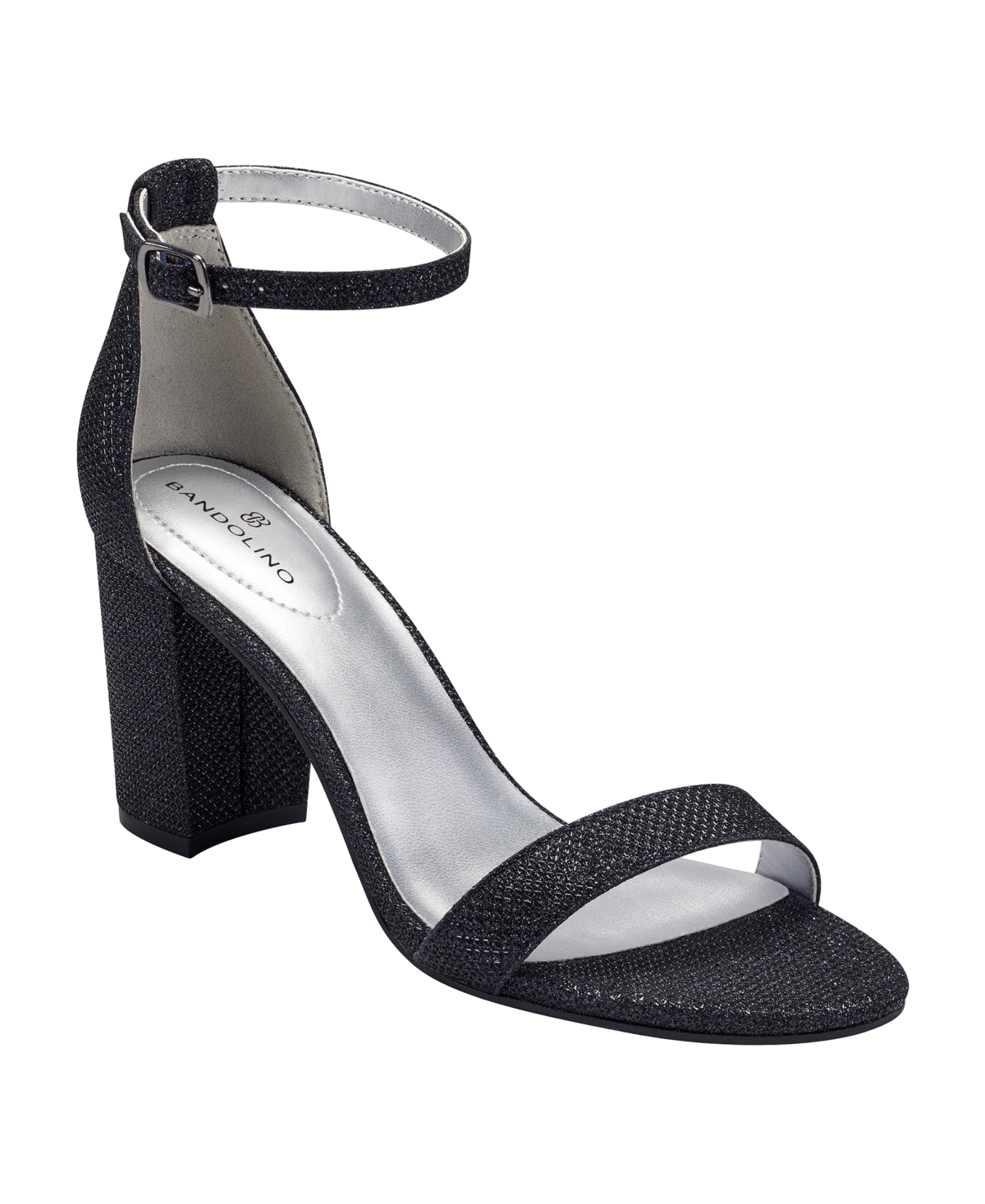 Shop Bandolino Women's Armory Block Heel Dress Sandals In Black,blue Shimmer