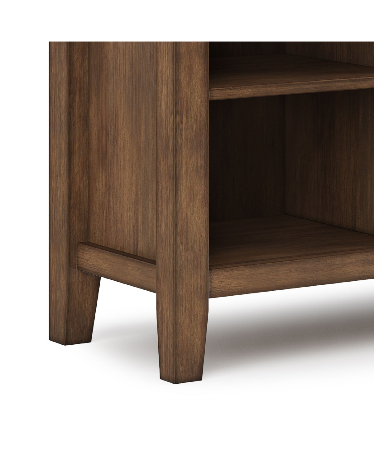Shop Simpli Home Redmond Solid Wood Tv Media Stand With Open Shelves In Rustic Natural Brown