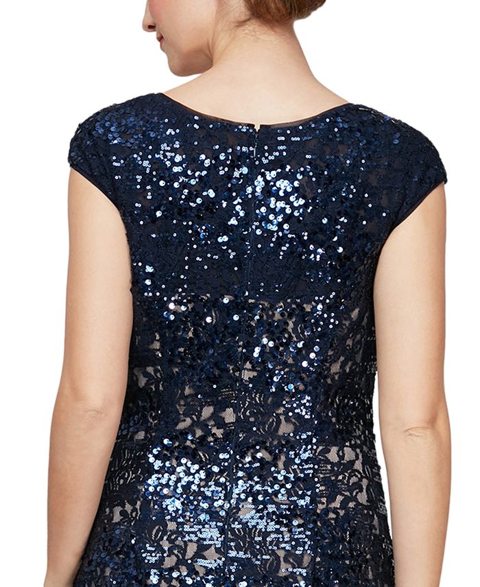 Alex Evenings Sequin Lace Godet Gown - Macy's