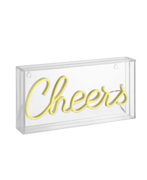 Shop Jonathan Y Cheers Contemporary Glam Acrylic Box Usb Operated Led Neon Light In Yellow