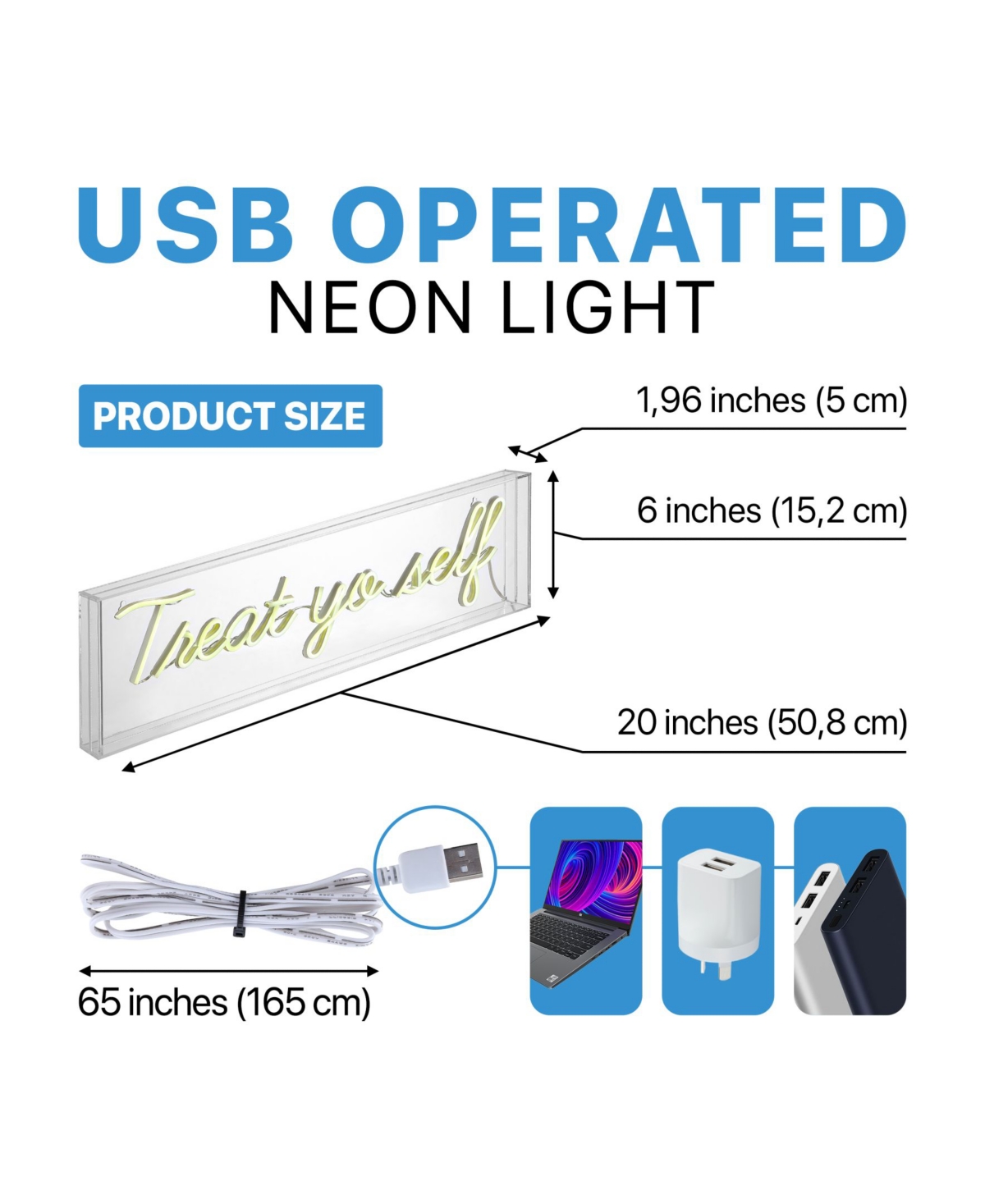 Treat Yo Self Contemporary Glam Acrylic Box Usb Operated Led Neon Light
