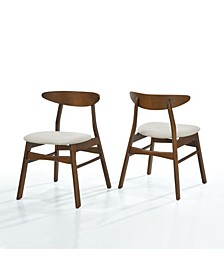Mid Century Modern Solid Wood Upholstered Dining Side Chair, Set of 2