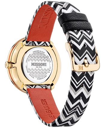 Missoni - Women's Swiss M1 Black & White Leather Strap Watch 34mm