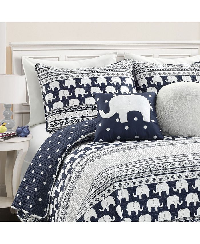 Macy's Elephant Stripe 4 Piece Quilt Set for Kids, Twin/Twin XLong Macy's