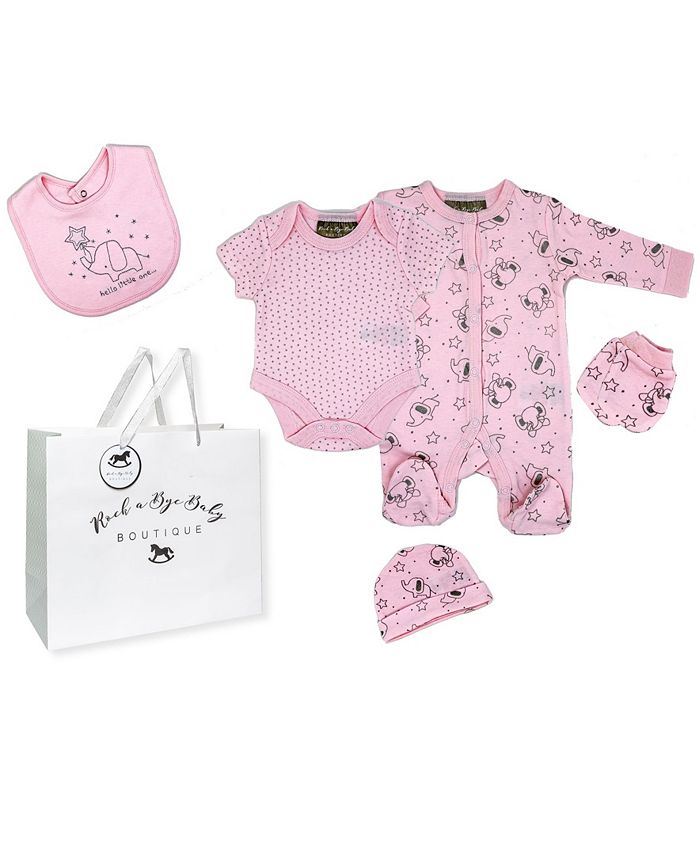 Rock A Bye Baby Boutique Baby Girls Elephant Layette Gift Set In Mesh Bag 5 Piece Reviews Sets Outfits Kids Macy S
