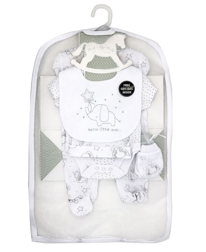RockABye Baby Boutique Baby Boys and Girls Elephant Layette Gift Set
