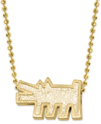 Alex Woo x Keith Haring - 14K Yellow Gold  Dog Pendant Necklace