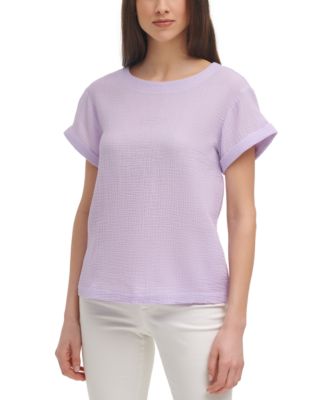 Calvin Klein - Solid Cuffed Gauze Top