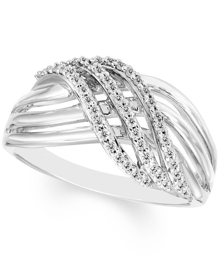 Macy's Diamond Crossover Statement Ring (1/4 ct. t.w.) in Sterling