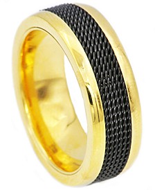 Men's Mesh Band in Gold-Tone & Black Ion-Plated Stainless Steel
