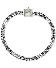 EFFY® Diamond Barrel Cluster Woven Link Bracelet (1/6 ct. t.w.) in Sterling Silver & 18k Gold