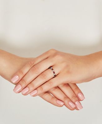 Lab-Grown Blue Sapphire (5/8 ct. t.w.) & Lab-Grown White Sapphire (1/5 ct. t.w.) Stack Ring in Sterling Silver
