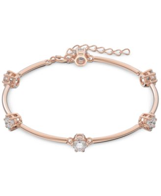 Rose Gold-Tone Crystal Station Bangle Bracelet
