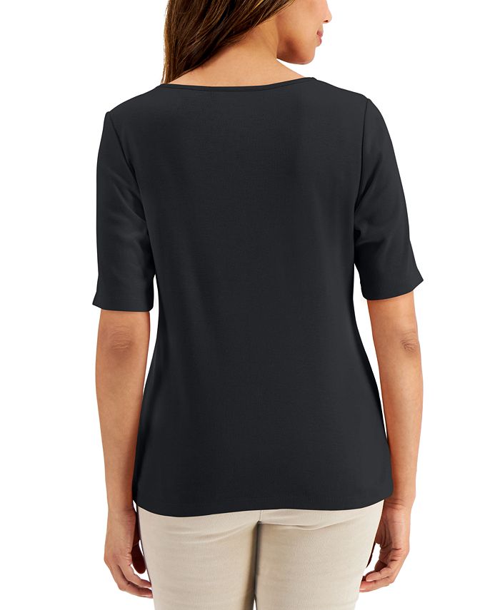 cotton elbow sleeve blouse
