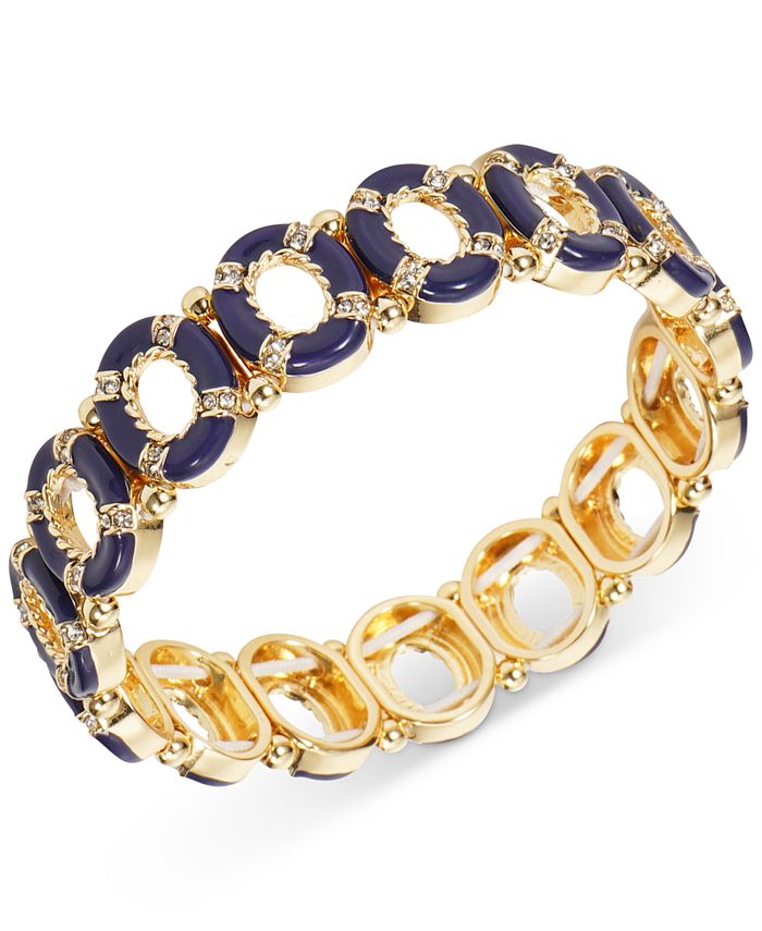 Charter Club GoldTone Pavé & BlueCoated Circle Stretch Bracelet, Created for Macy's Macy's