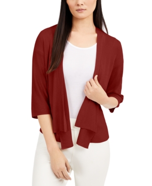 Alfani Draped Open-front Cardigan, Created For Macy's In Cardinal Rouge