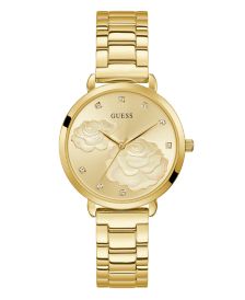 Women's Gold-Tone Floral Dial Watch 38mm