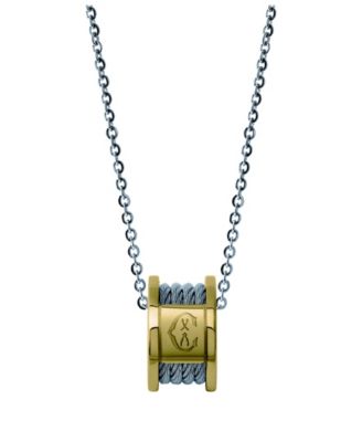 CHARRIOL - Forever, Stainless steel necklace, Stainless steel ring, Stainless steel yellow gold PVD cable 1mm , Steel chain: 45cm