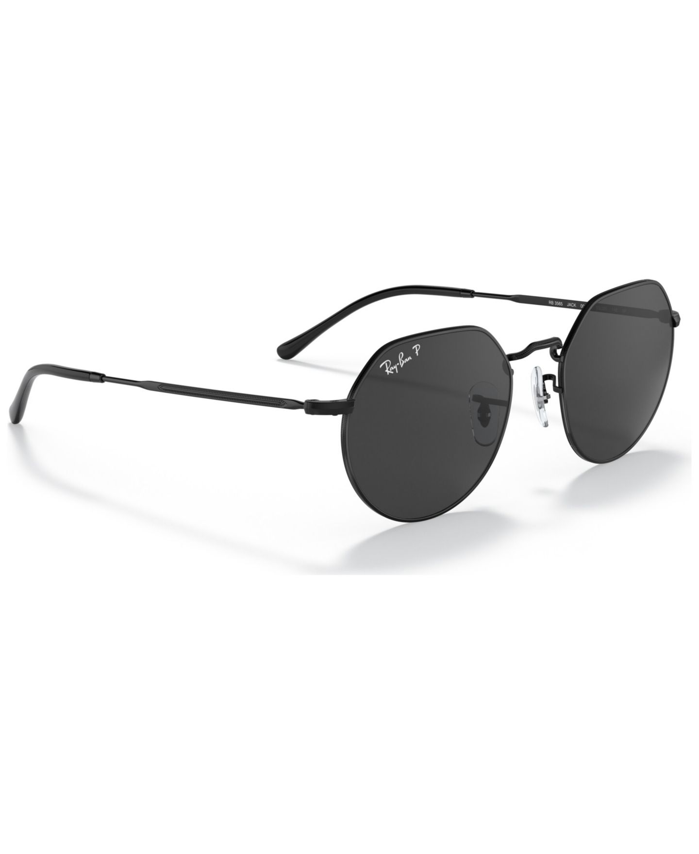 Солнцезащитные очки Ray-Ban Unisex Polarized Geometric Metal Sunglasses, RB3565 Jack, цвет: Чёрный — фото 3