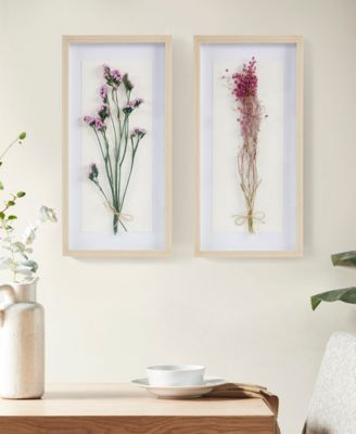 Avant Garden 2 Piece Floral Natural Shadowbox Set, 12" x 24"