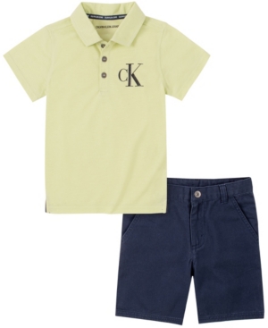 Calvin Klein Toddler Boys Polo with Twill Short Set 2 Piece
