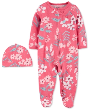 Carter's Baby Girls 2-Pc Cap & Zip-Up Sleep & Play Set