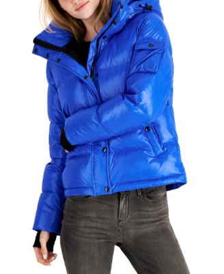 ella lacquer hooded puffer coat