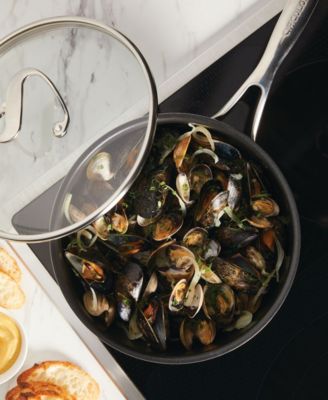 SteelShield C-Series Tri-Ply Clad Nonstick Chef Pan with Lid and Cooking Utensil Set, 3-Piece, Silver