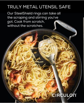 SteelShield C-Series Tri-Ply Clad Nonstick Saute Pan with Lid and Helper Handle, 5-Quart, Silver