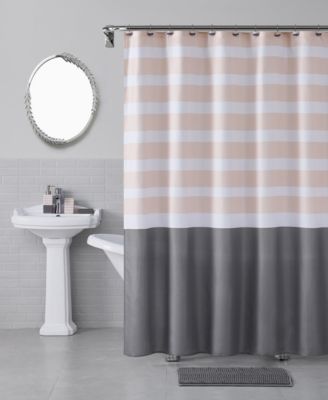 Indecor Home - 17 Piece Bath Set - Includes Shower Curtain, Bath Rug, Metal Hooks, Loion Pump , Toothbrush Holder, Soap Dish