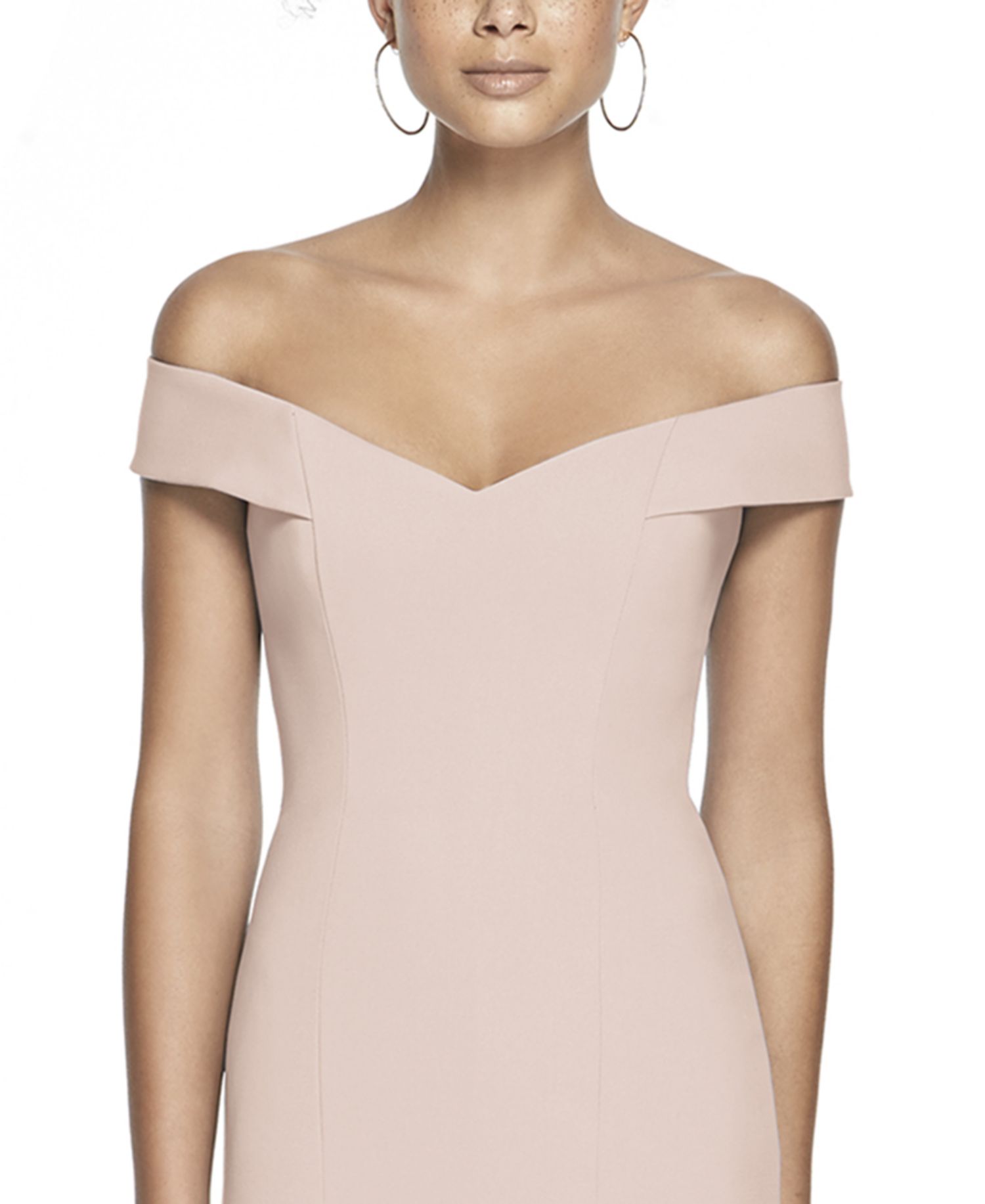 Womens Off-the-Shoulder Criss Cross Back Trumpet Gown