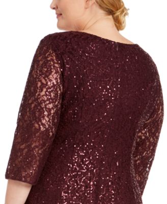 Plus Size Sequined Lace Dress