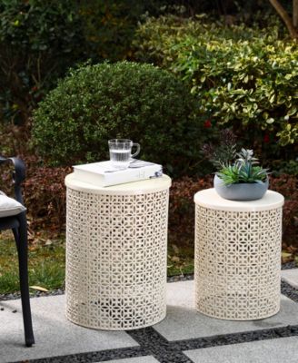 Multi-Functional Metal Garden Stool or Plant Stand or Accent Table, Set of 2