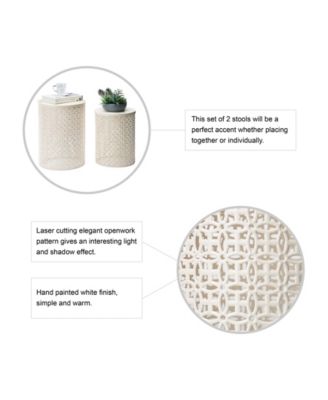 Multi-Functional Metal Garden Stool or Plant Stand or Accent Table, Set of 2