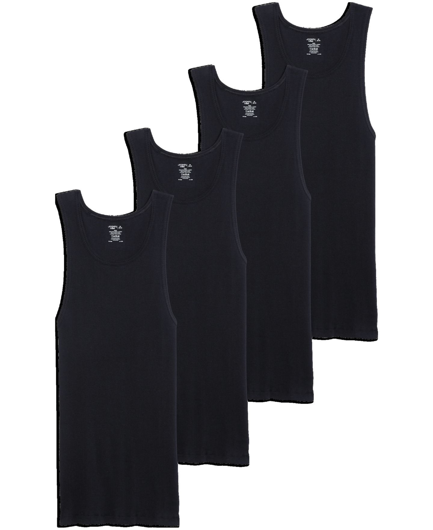 Мужские топы Jockey 4-Pack Cotton Tank Tops, цвет: Чёрный — фото 1