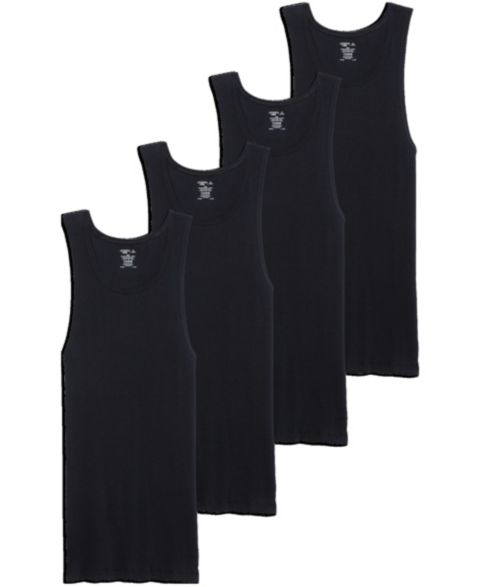 Мужские топы Jockey 4-Pack Cotton Tank Tops, цвет: Чёрный