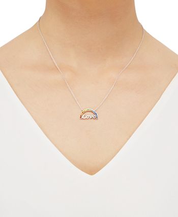 Macy's - Rainbow Crystal Love Pendant Necklace in Sterling Silver, 16" + 2" extender