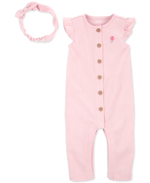 Carter's Baby Girl 2-Pc Crinkle Jersey Jumpsuit & Headband